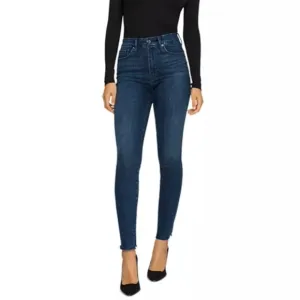 Good American Good Legs Blue Denim Raw Chewed Hem High Rise Skinny Jeans 26