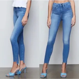 Good American Skinny High Waist Step Hem Jeans Blue 6/28