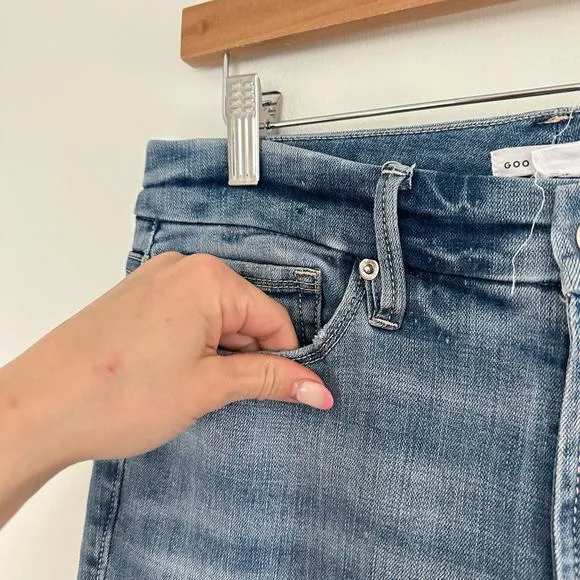 Good American Skinny High Waist Step Hem Jeans Blue 6/28