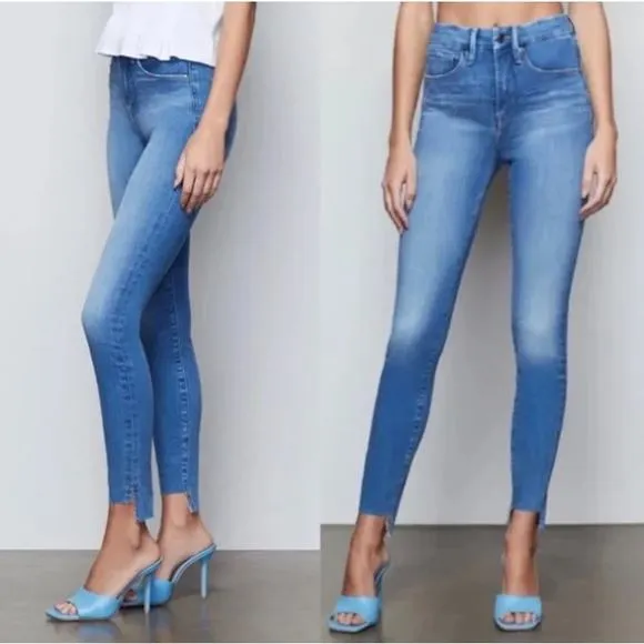 Good American Skinny High Waist Step Hem Jeans Blue 6/28
