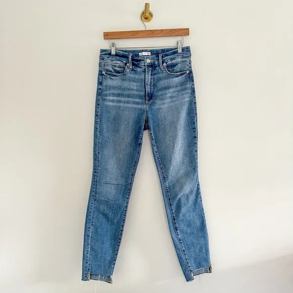 Good American Skinny High Waist Step Hem Jeans Blue 6/28