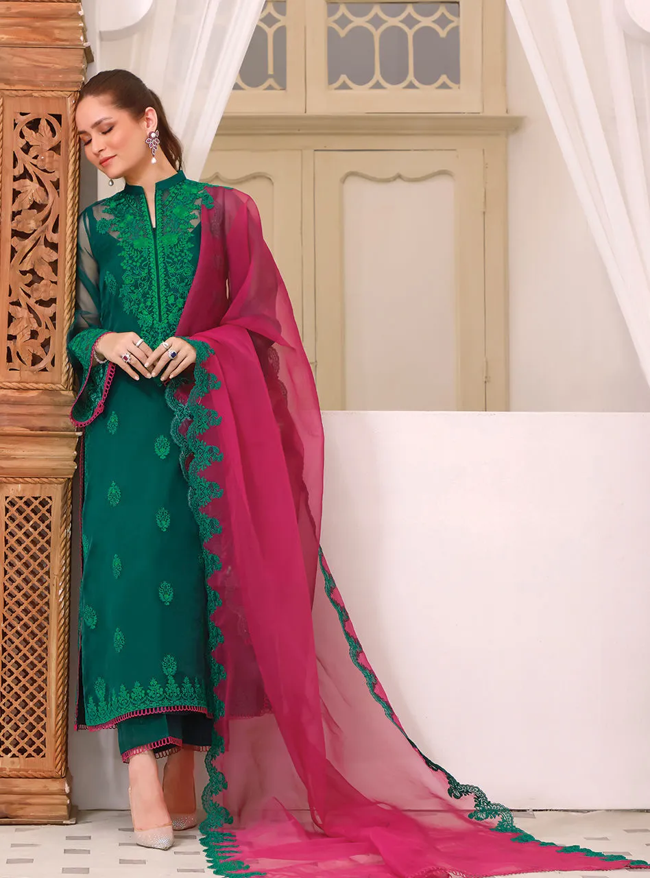 Green Salwar Kameez Pakistani Eid Dress in Organza