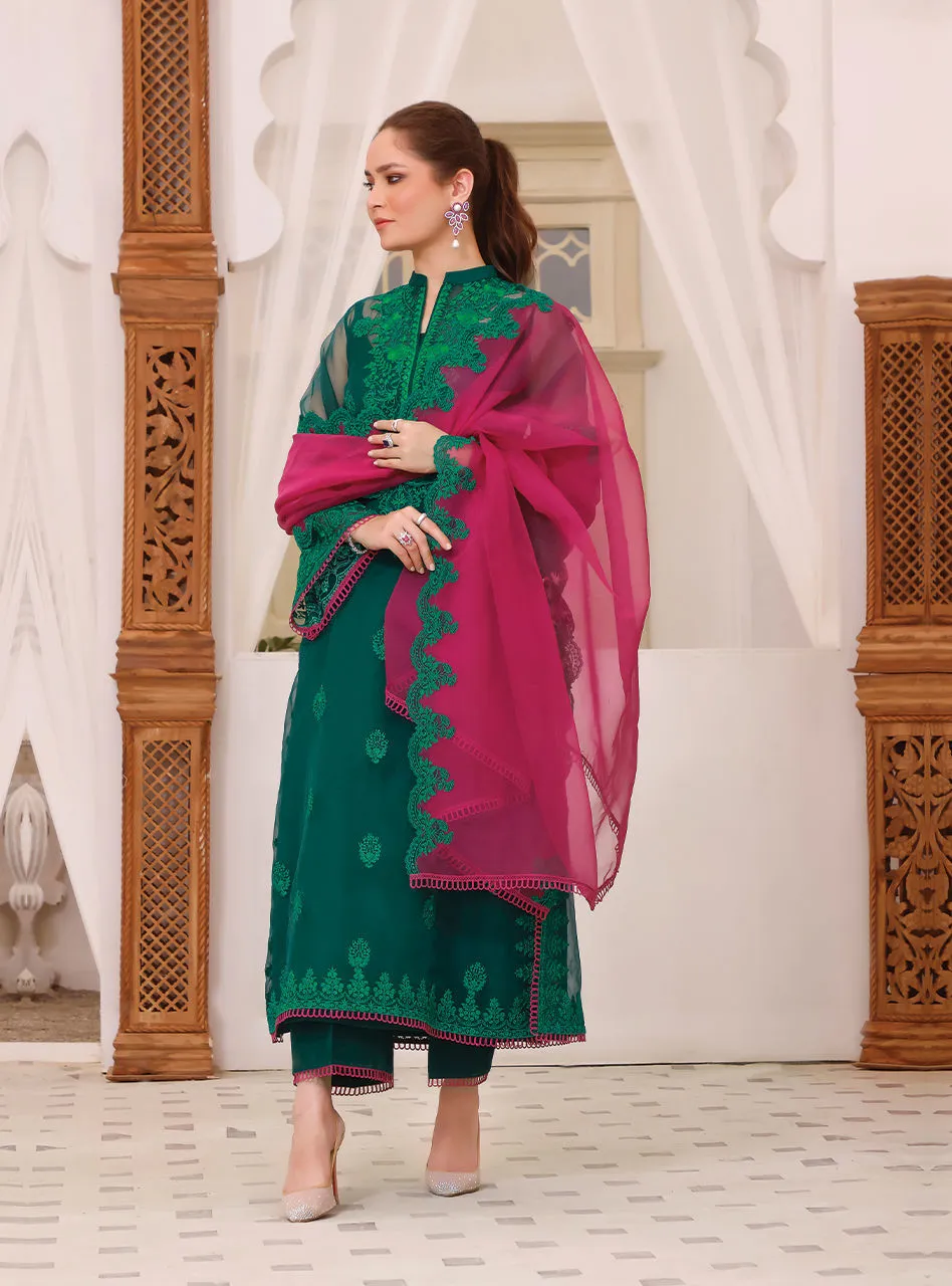 Green Salwar Kameez Pakistani Eid Dress in Organza