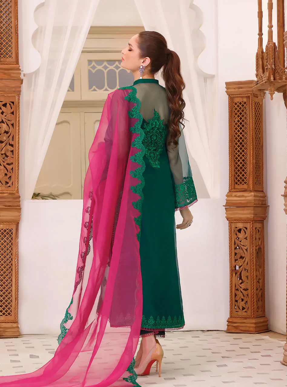 Green Salwar Kameez Pakistani Eid Dress in Organza