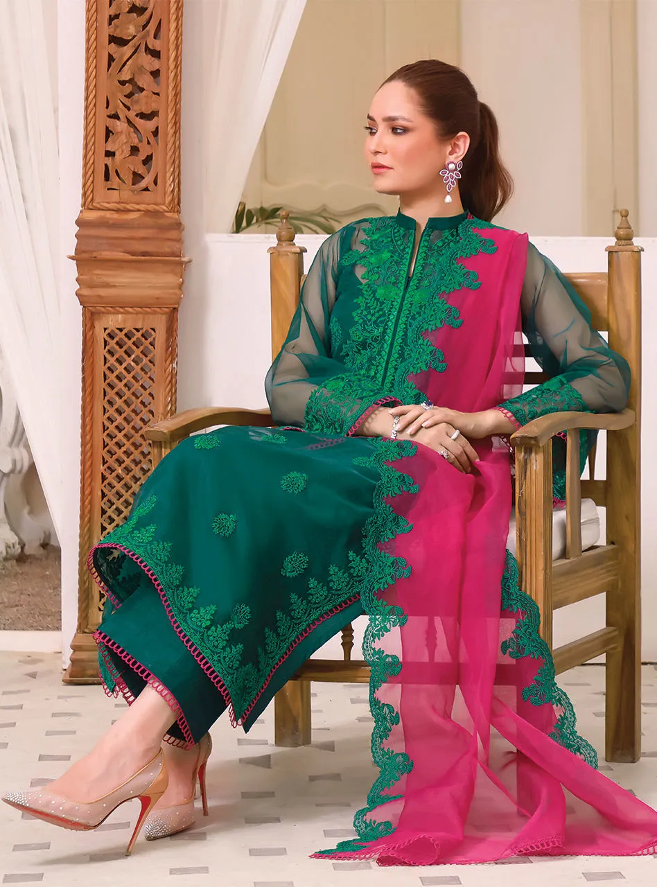 Green Salwar Kameez Pakistani Eid Dress in Organza
