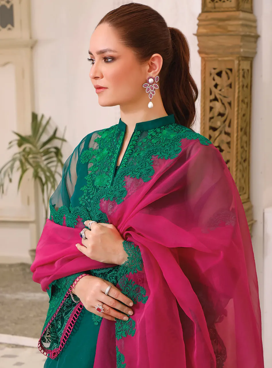 Green Salwar Kameez Pakistani Eid Dress in Organza