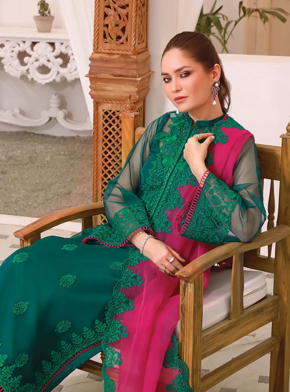 Green Salwar Kameez Pakistani Eid Dress in Organza