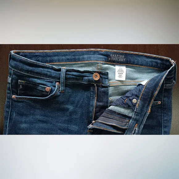 H&amp;M &amp;Denim Shaping Modelant Skinny Regular Waist Jeans Dark Blue 32
