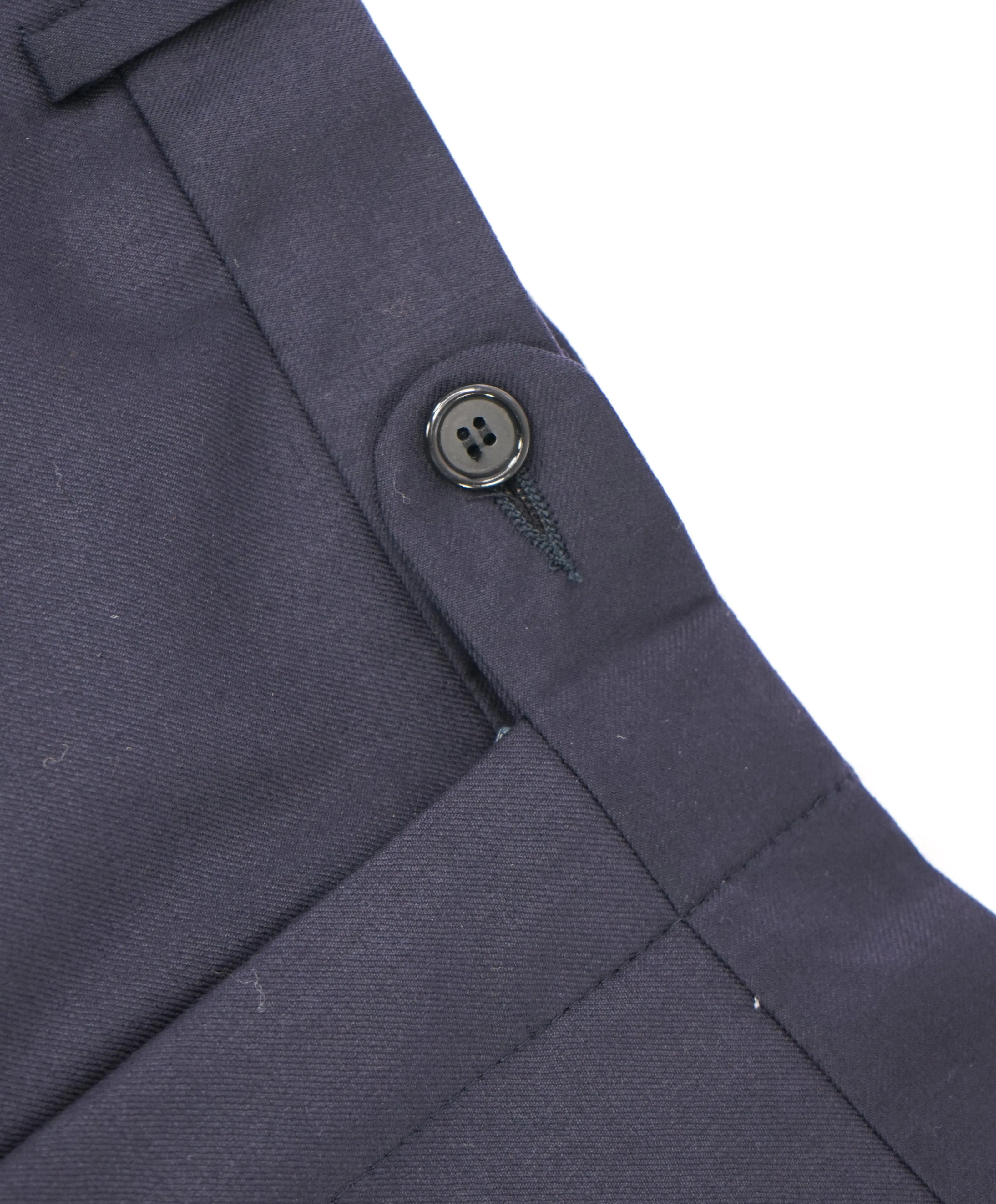 HICKEY FREEMAN - Solid Navy Closet Staple Wool Flat Front Dress Pants - 34W