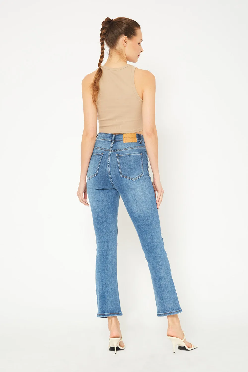High-rise medium blue skinny jeans