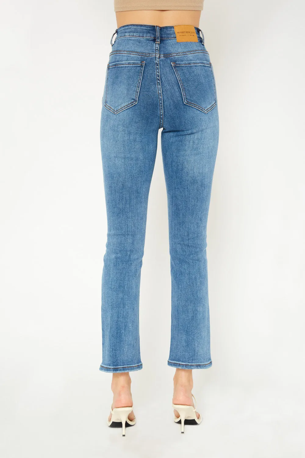 High-rise medium blue skinny jeans