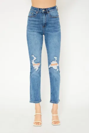 High-rise medium blue skinny jeans
