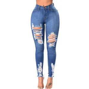 High Waist Skinny Jeans - Distressed