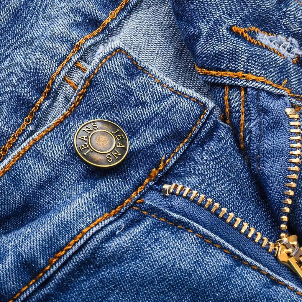 High Waist Skinny Jeans - Distressed
