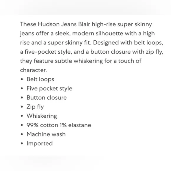 Hudson Jeans Blair Hi-Rise Super Skinny