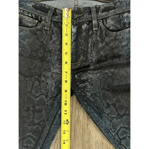 Hudson Jeans Womens Size 26 Blue Snakeskin Print  Super Skinny Nico Mid Rise.