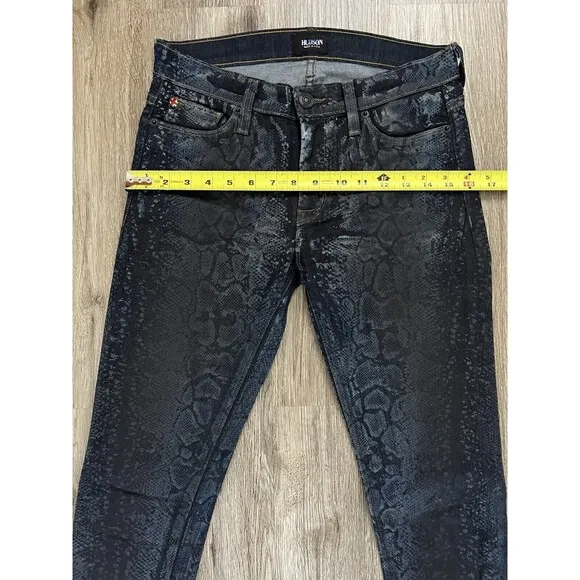Hudson Jeans Womens Size 26 Blue Snakeskin Print  Super Skinny Nico Mid Rise.
