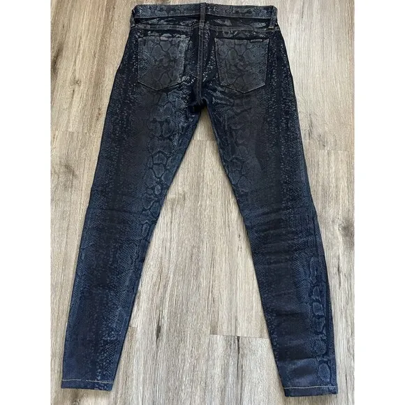 Hudson Jeans Womens Size 26 Blue Snakeskin Print  Super Skinny Nico Mid Rise.