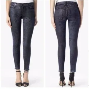 Hudson Jeans Womens Size 26 Blue Snakeskin Print  Super Skinny Nico Mid Rise.