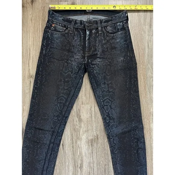 Hudson Jeans Womens Size 26 Blue Snakeskin Print  Super Skinny Nico Mid Rise.