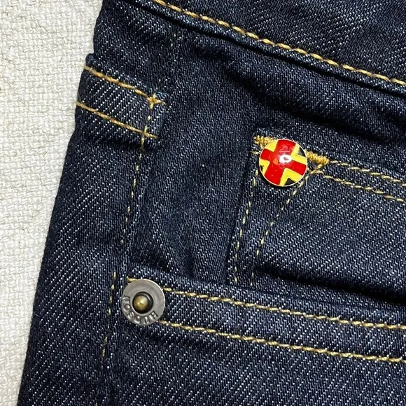 Hudson Y2K Dark Blue Denim Low Rise Flap Pocket Bootcut Jeans 25