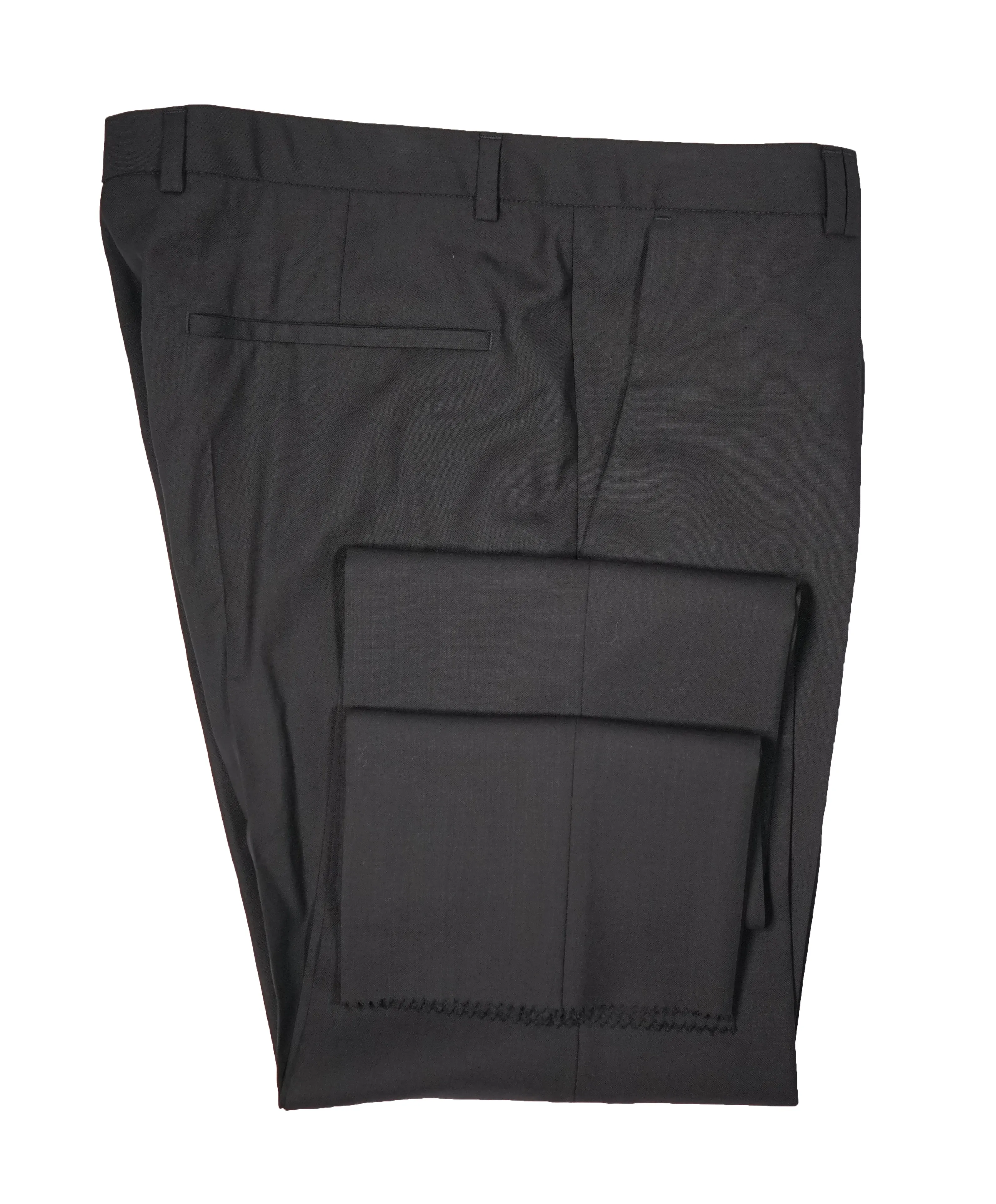 HUGO BOSS - Solid Black Slim Flat Front Dress Pants - 32W