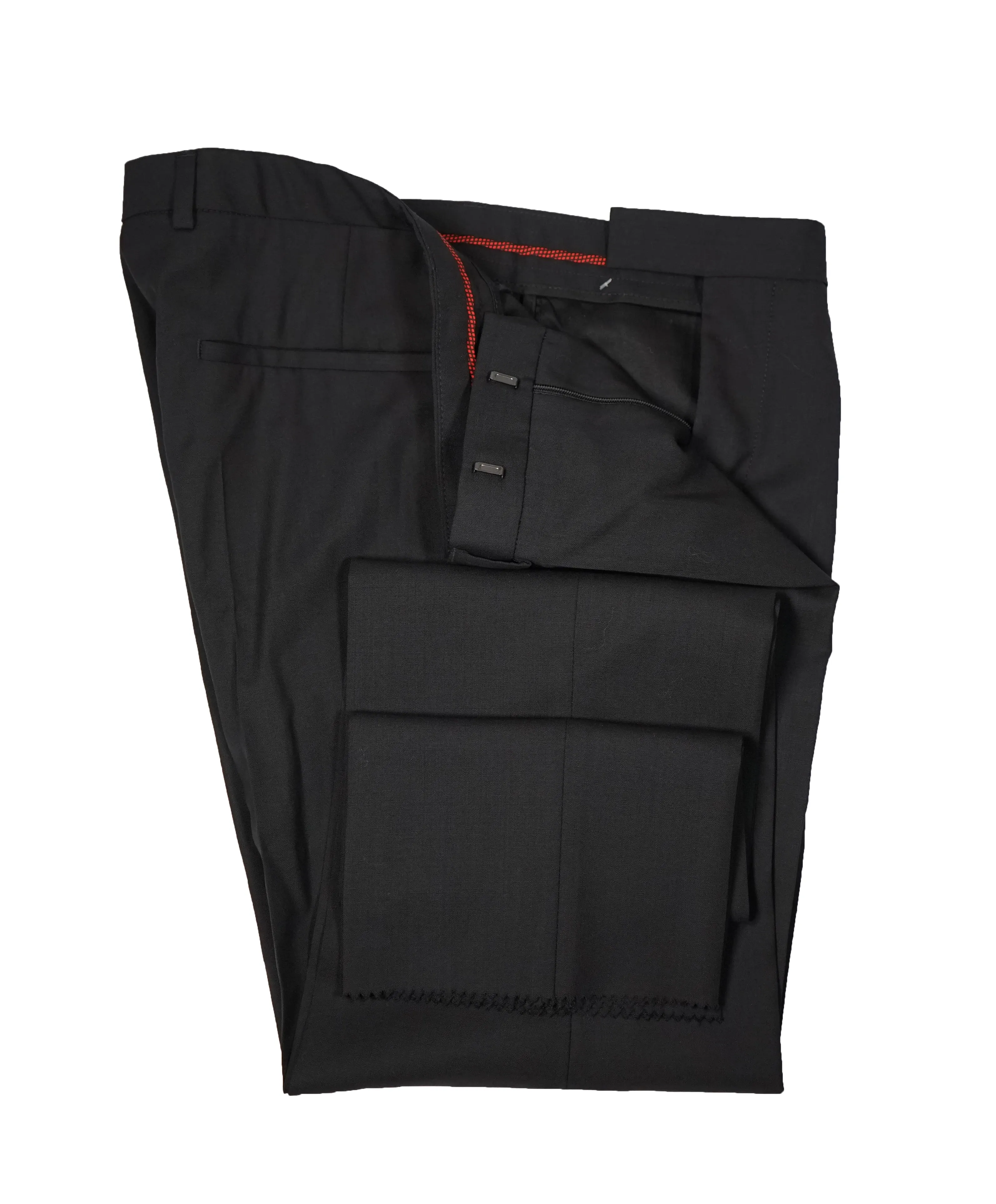 HUGO BOSS - Solid Black Slim Flat Front Dress Pants - 32W