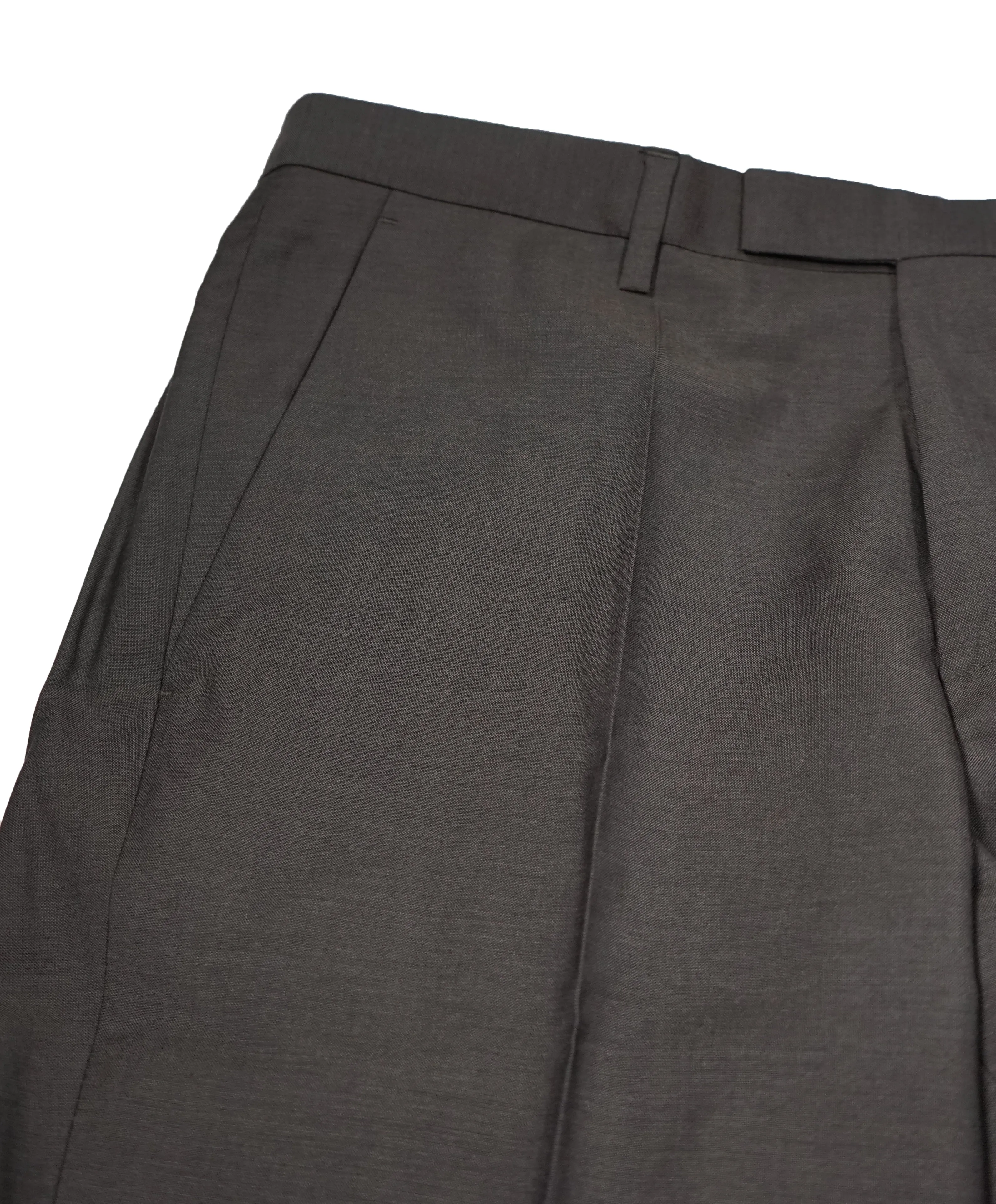 HUGO BOSS - Solid Hunter Green Flat Front Dress Pants - 33W