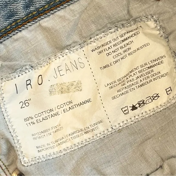 Iro Jeans Distressed Jean Shorts Light Wash Bermuda Casual Denim Size 26