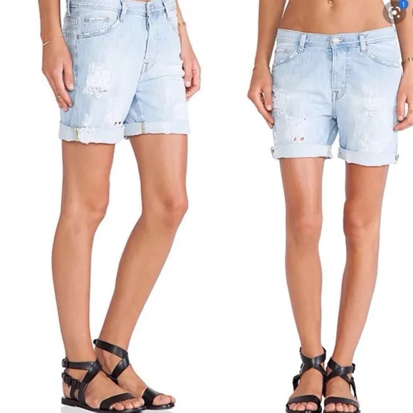 Iro Jeans Distressed Jean Shorts Light Wash Bermuda Casual Denim Size 26