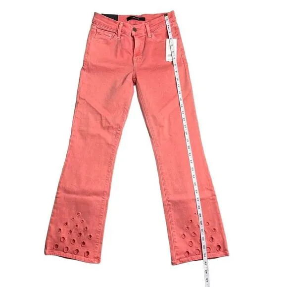 J Brand Womens Selena Grapefruit Eyelets Mid Rise Crop Boot Jeans Size 25 New