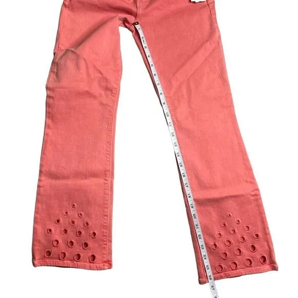 J Brand Womens Selena Grapefruit Eyelets Mid Rise Crop Boot Jeans Size 25 New