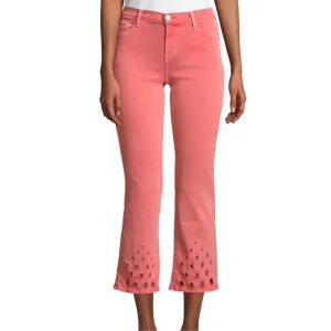 J Brand Womens Selena Grapefruit Eyelets Mid Rise Crop Boot Jeans Size 25 New