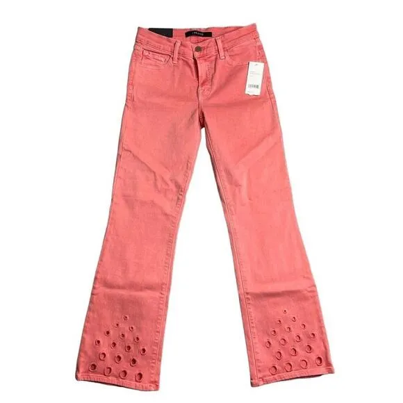 J Brand Womens Selena Grapefruit Eyelets Mid Rise Crop Boot Jeans Size 25 New