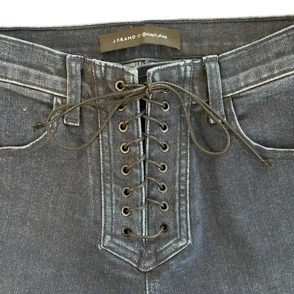 J BRAND X Steph Shep High Rise Lace-Up Skinny Jeans, Unphased, Size 24