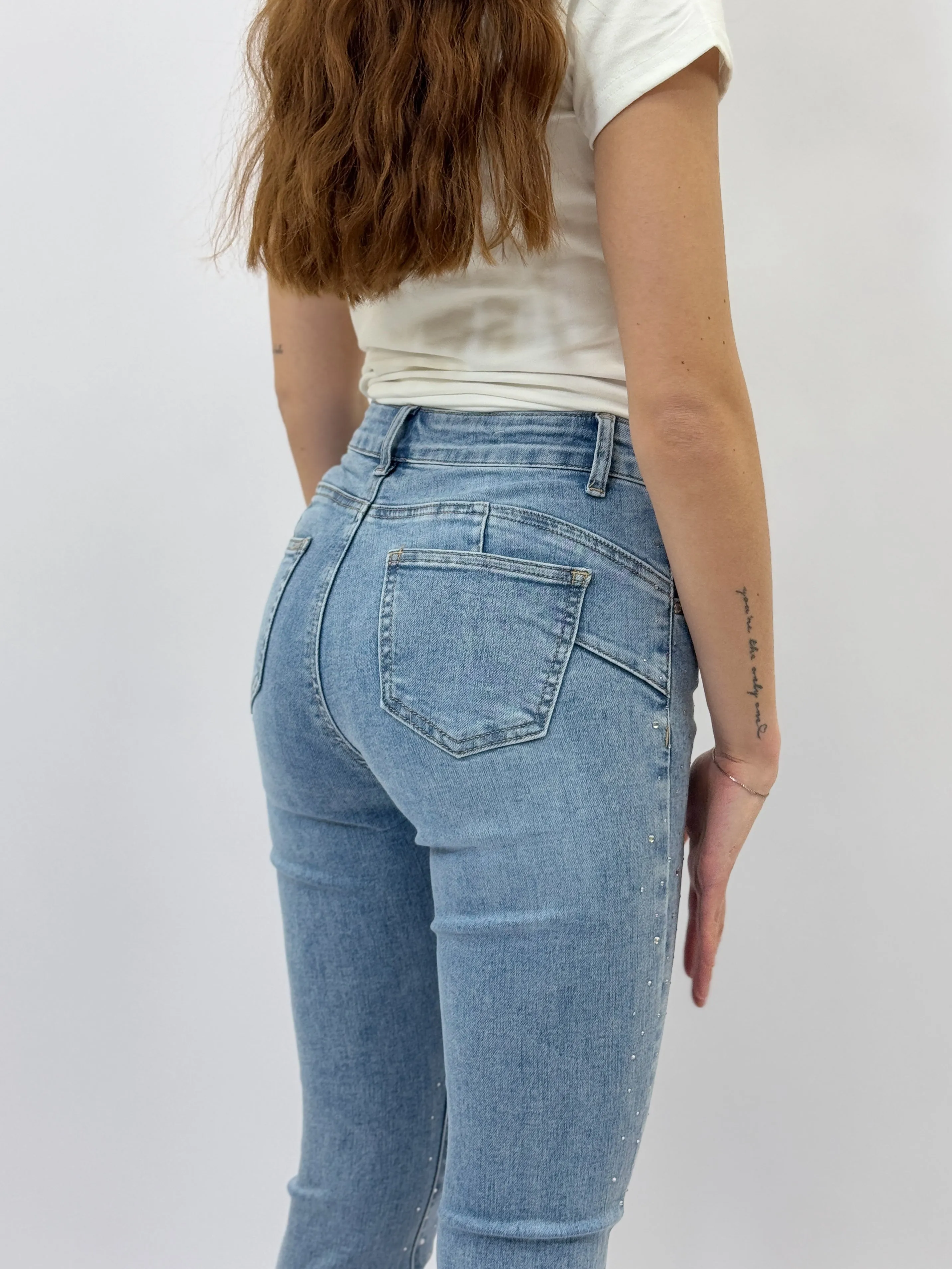 Jeans skinny con strass