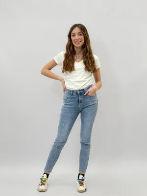 Jeans skinny con strass