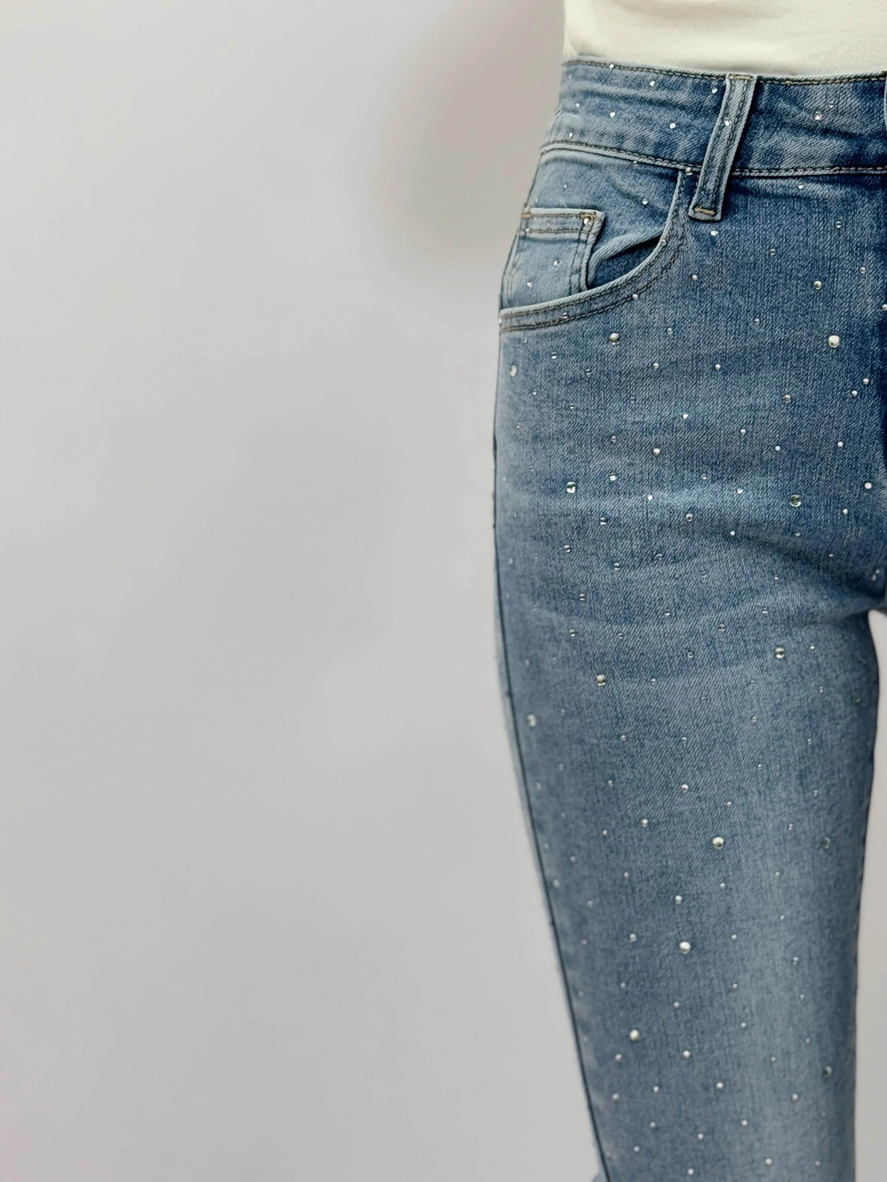 Jeans skinny con strass