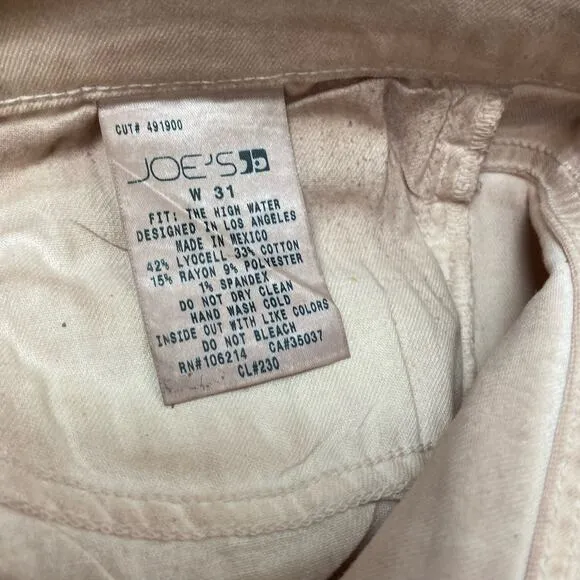 Joe’s Jeans Blush Nude Coated The High Water Skinny Jeans Sz 31 NWT