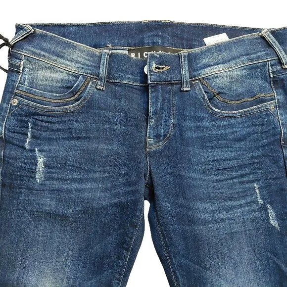 John Richmond Distressed Cropped Skinny Blue Washed Denim Jeans Sz 28 NWT