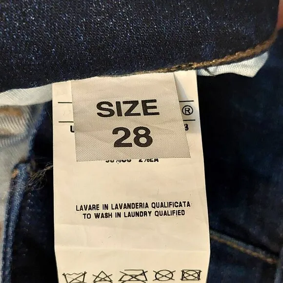 John Richmond Distressed Cropped Skinny Blue Washed Denim Jeans Sz 28 NWT