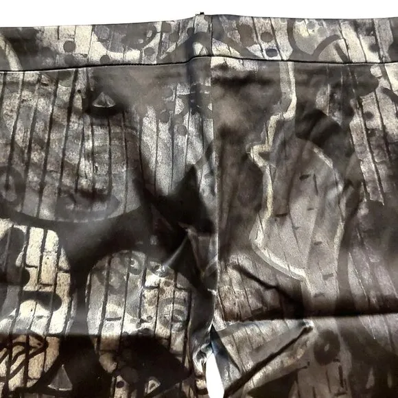 John Richmond Satin Black Gray Graphic Print Bermuda Shorts Sz 42 NWT