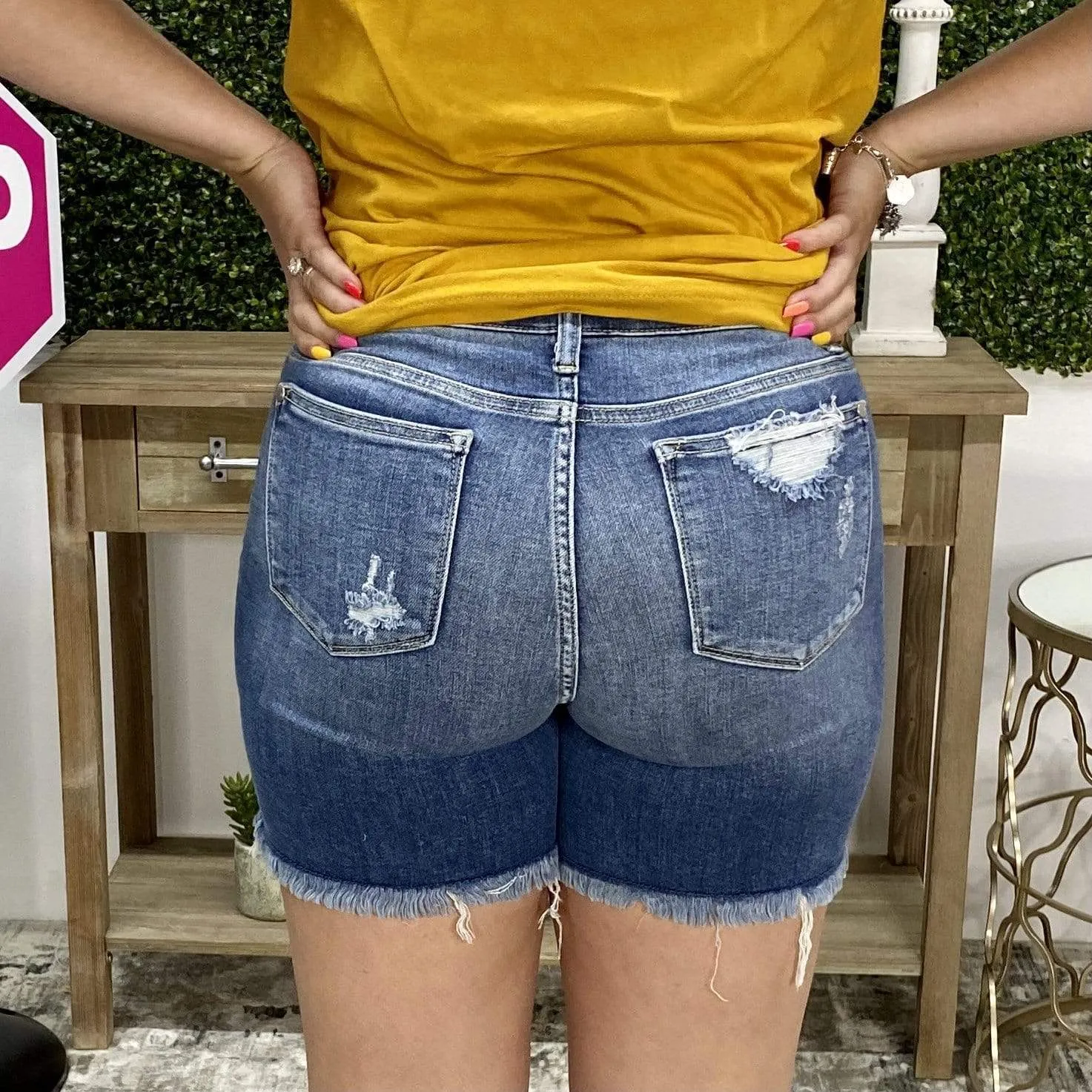 Judy Blue Hi-Waist Distressed Bermuda Shorts