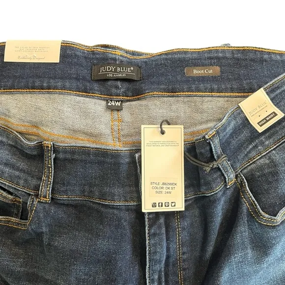 Judy Blue NWT High Waist Bootcut Jeans JB82568DK Size 24W Dark Wash
