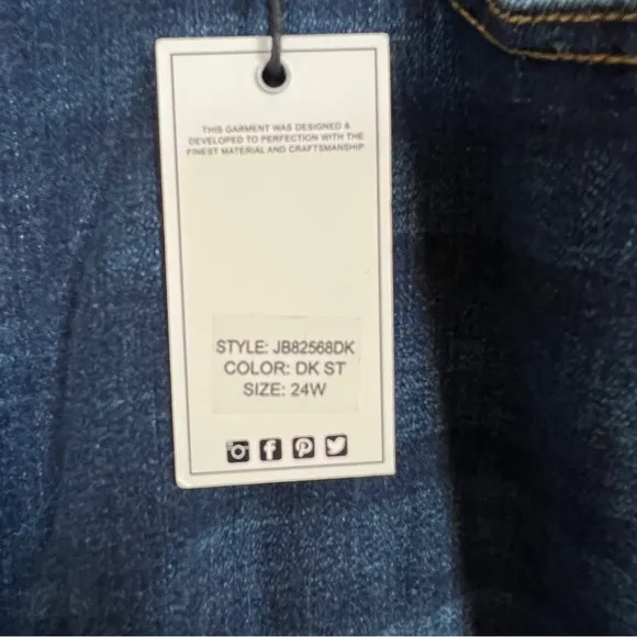 Judy Blue NWT High Waist Bootcut Jeans JB82568DK Size 24W Dark Wash