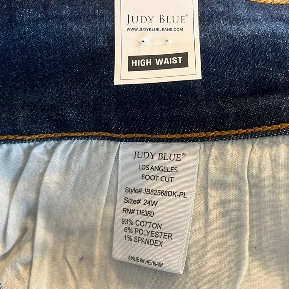 Judy Blue NWT High Waist Bootcut Jeans JB82568DK Size 24W Dark Wash