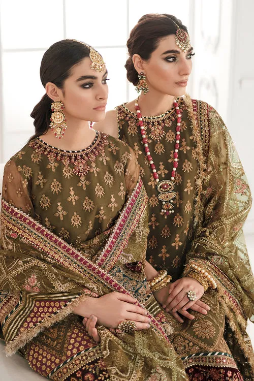 Kameez Trouser Style Olive Green Pakistani Party Dress