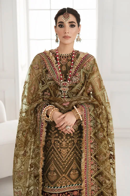 Kameez Trouser Style Olive Green Pakistani Party Dress