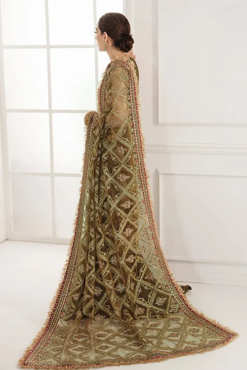 Kameez Trouser Style Olive Green Pakistani Party Dress