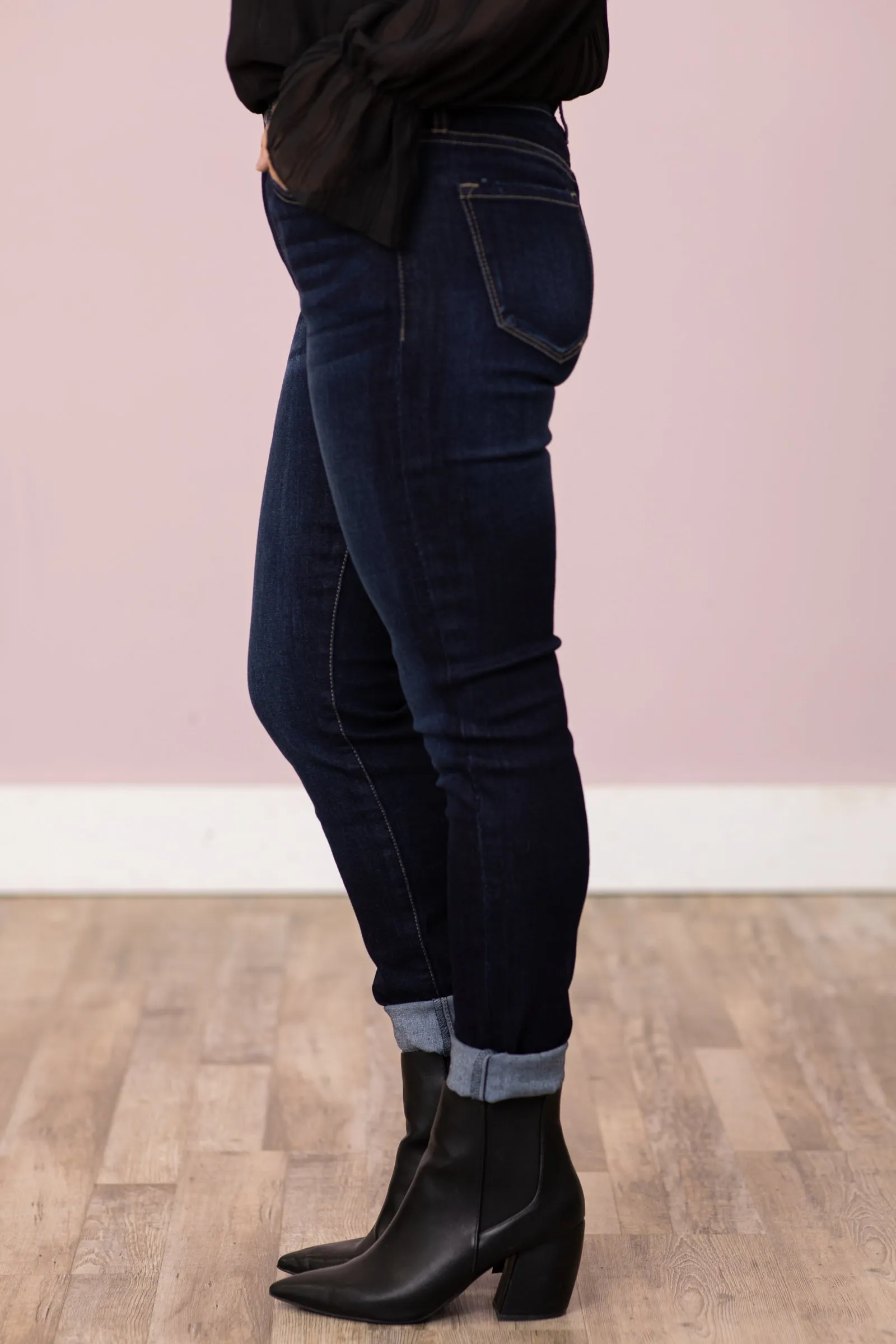 Kancan Dark Wash Mid Rise Super Skinny Jeans